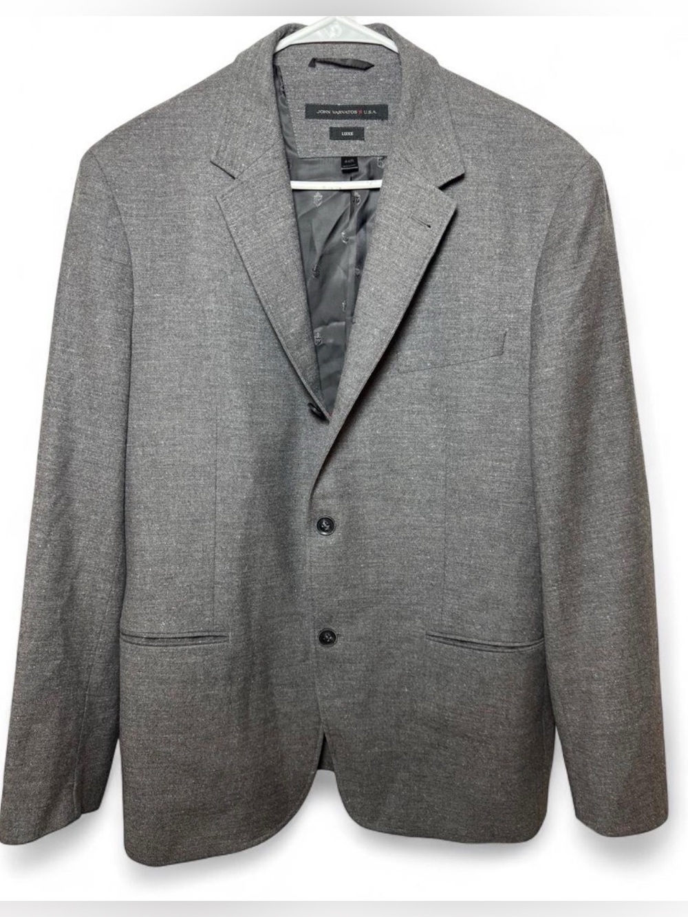 John Varvatos USA Luxe Grey Wool Silk Blend 3 Button Blazer Sport Coat 44R